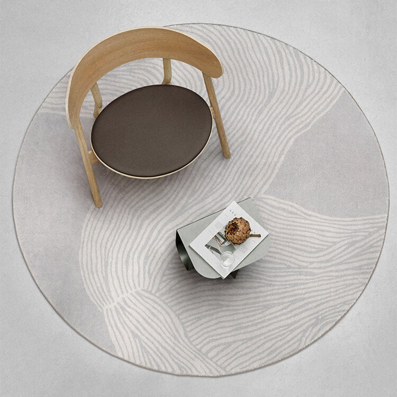 Modern Stripe Pattern Rug Grey Polyester Area Rug Non-Slip Backing Area Carpet for Home Decor