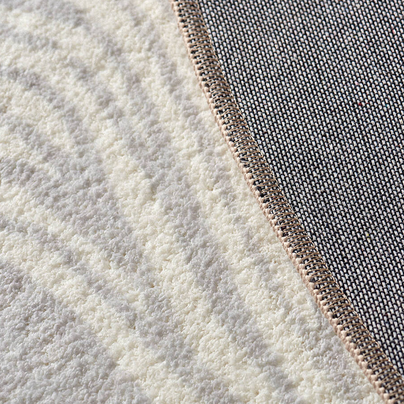 Modern Stripe Pattern Rug Grey Polyester Area Rug Non-Slip Backing Area Carpet for Home Decor