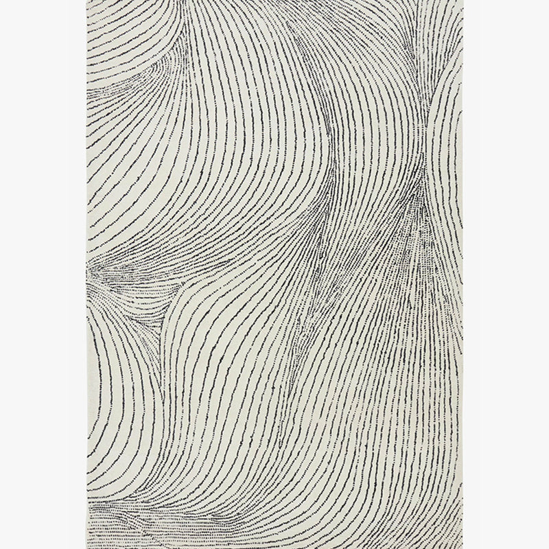 Grey Living Room Area Carpet Stripe Pattern Polyester Area Rug Modern Stain Resistant Rug