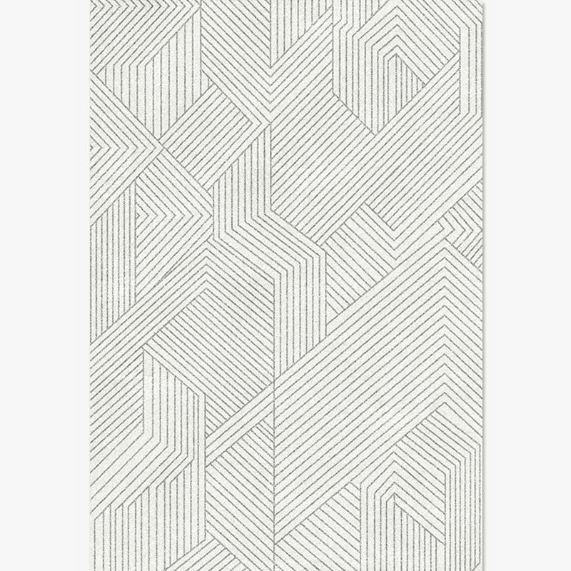 Grey Living Room Area Carpet Stripe Pattern Polyester Area Rug Modern Stain Resistant Rug