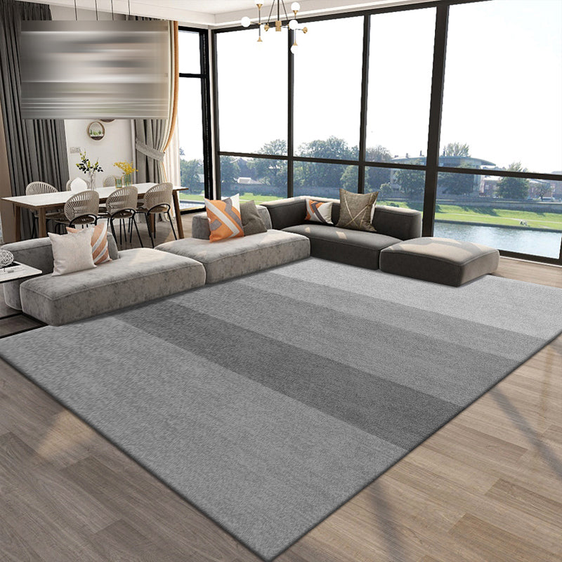 Fancy Living Room Carpet Grey Geometric Pattern Area Rug Polyester Non-Slip Backing Rug