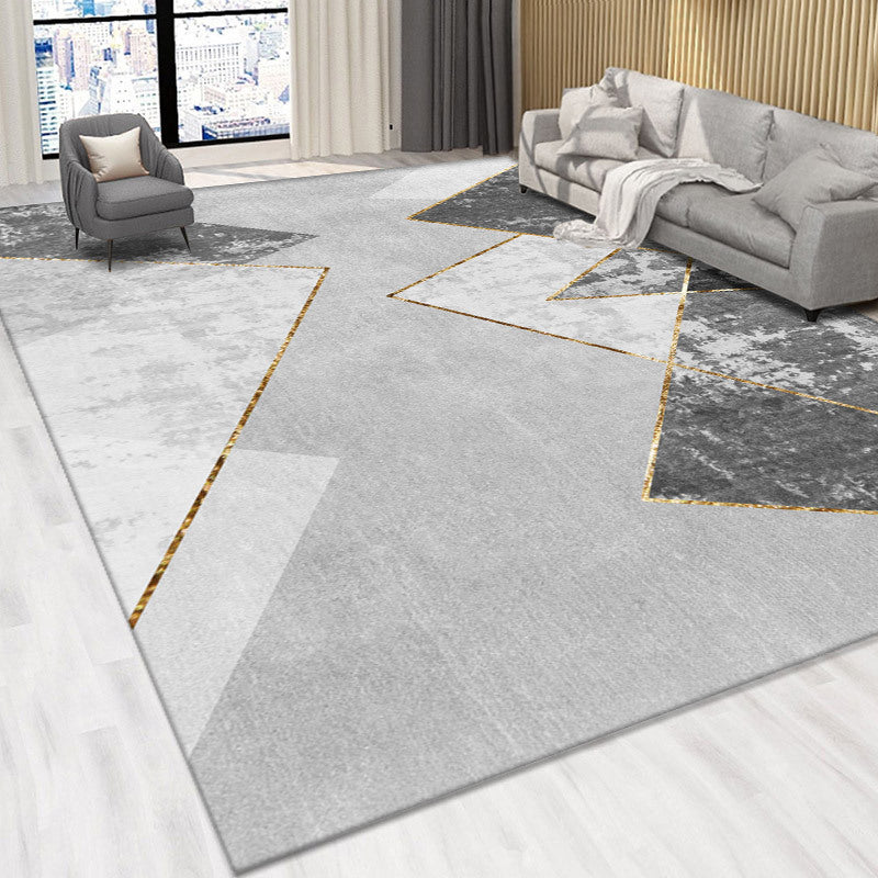 Dark Gray Modern Rug Polyester Circle Rug Non-Slip Backing Rug for Home Decoration