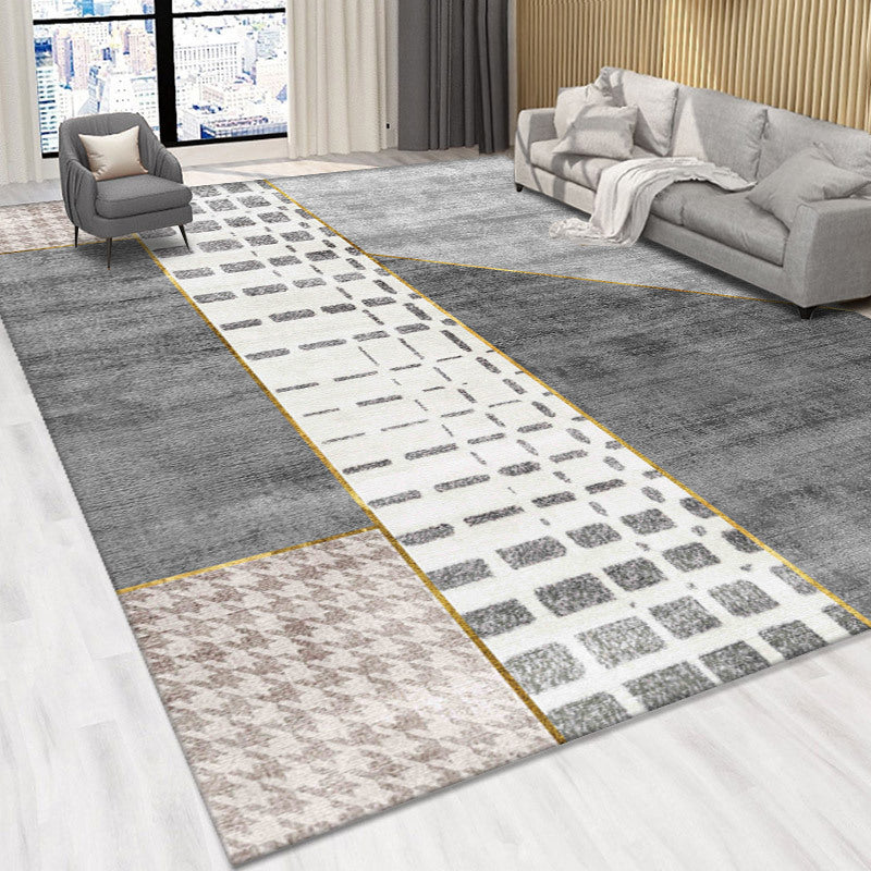 Dark Gray Modern Rug Polyester Circle Rug Non-Slip Backing Rug for Home Decoration