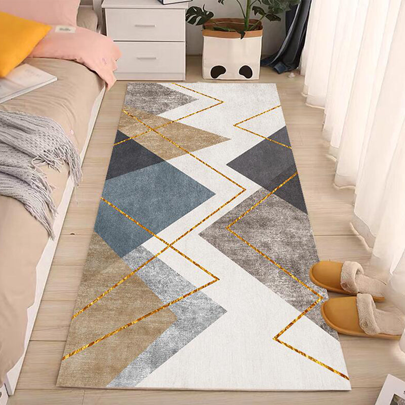 Gold Modern Rug Polyester Abstract Pattern Rug Washable Rug for Living Room