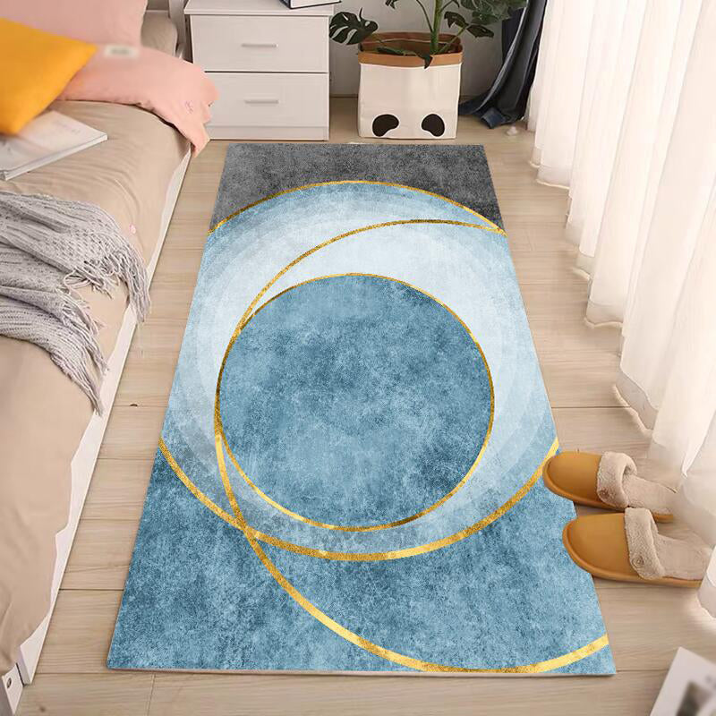 Gold Modern Rug Polyester Abstract Pattern Rug Washable Rug for Living Room