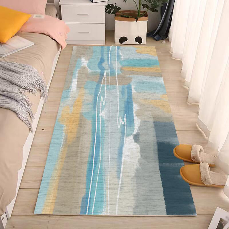 Gold Modern Rug Polyester Abstract Pattern Rug Washable Rug for Living Room