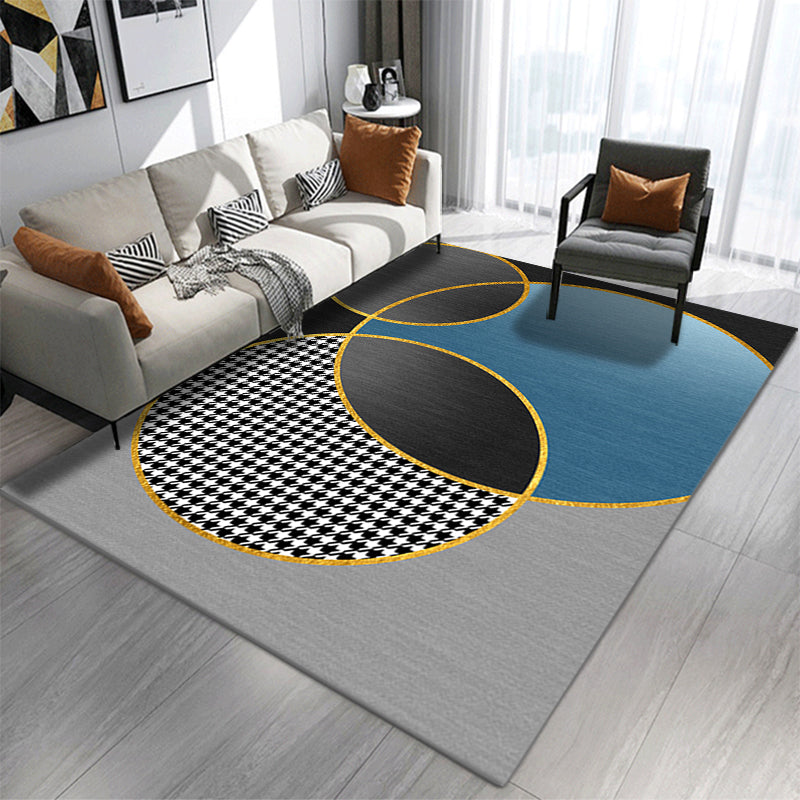 Alfombra de lujo verde oscuro alfombra gráfica de poliéster rugf sin deslizamiento para sala de estar para sala de estar