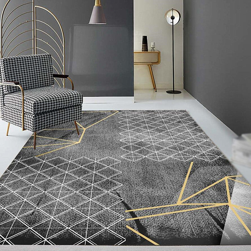 Alfombra de lujo verde oscuro alfombra gráfica de poliéster rugf sin deslizamiento para sala de estar para sala de estar