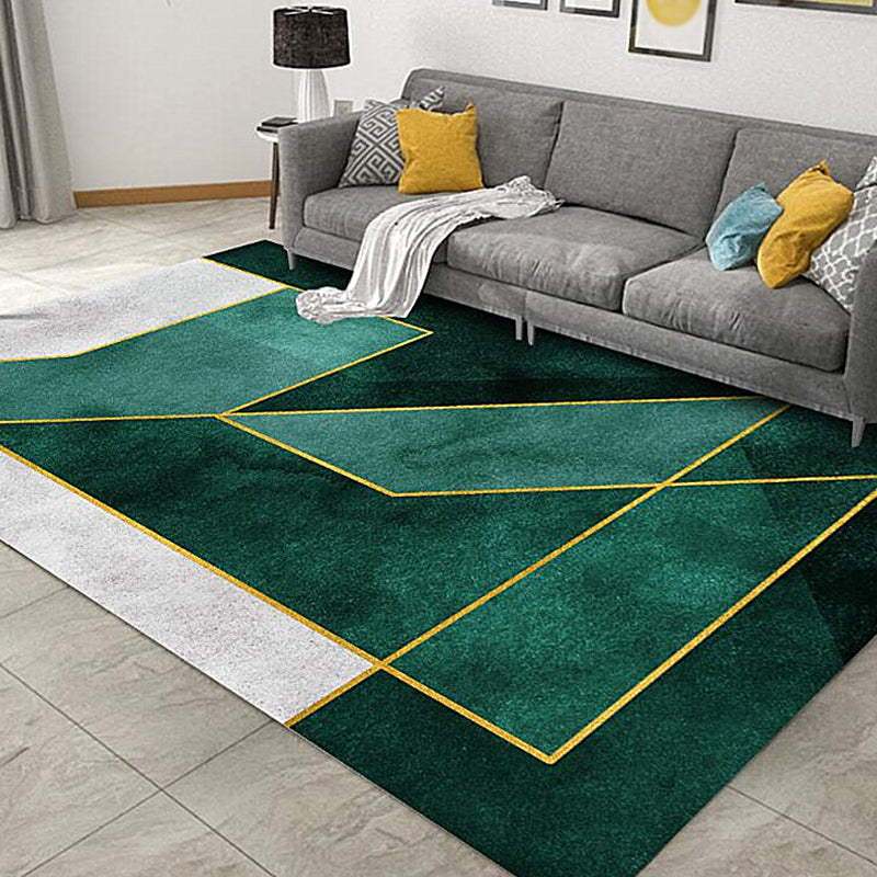 Alfombra de lujo verde oscuro alfombra gráfica de poliéster rugf sin deslizamiento para sala de estar para sala de estar