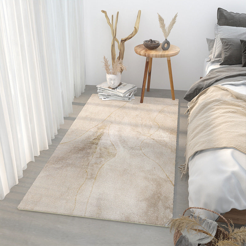 Modern Contrast Color Area Carpet Polyester Grey Area Rug Non-Slip Backing Rug for Bedroom