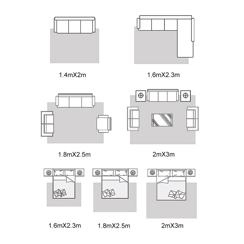 Modern Contrast Color Area Carpet Polyester Grey Area Rug Non-Slip Backing Rug for Bedroom