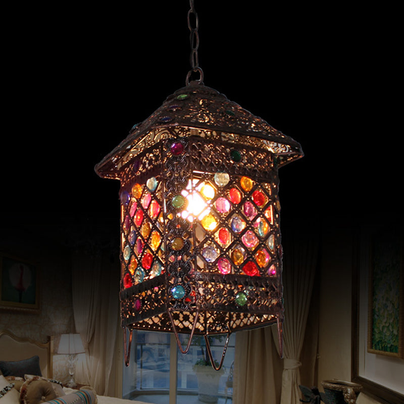 1 lampada a pendente sospesa lampada a sospensione in metallo boemiano in bronzo per sala da pranzo