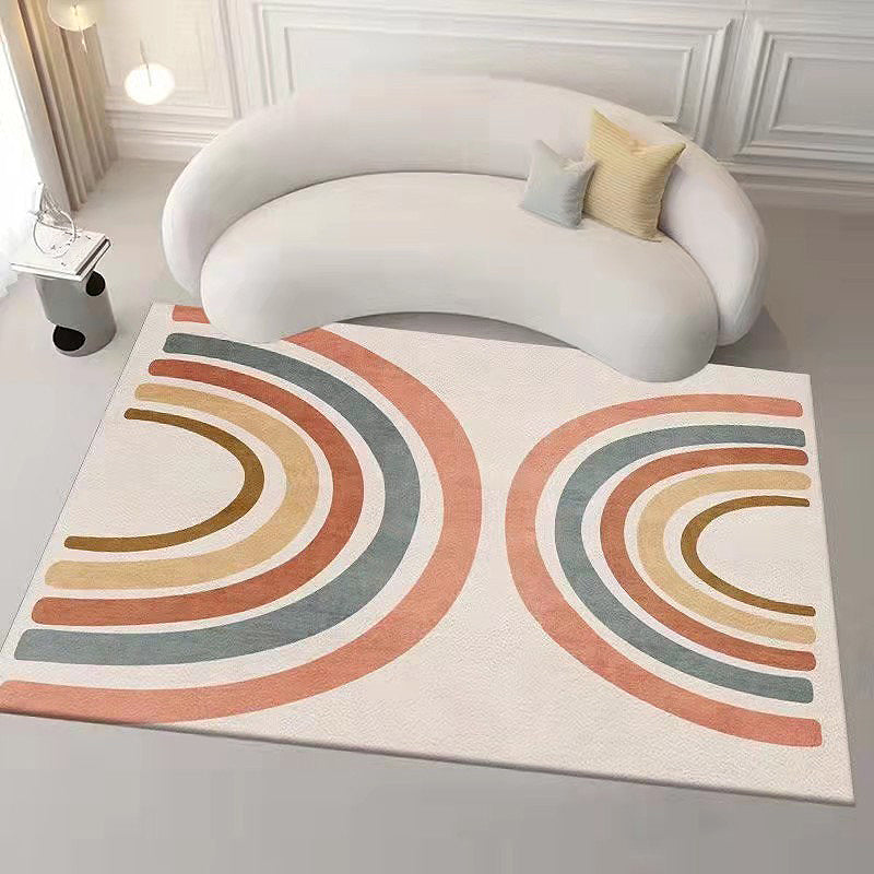 Geometric Indoor Rug Modern Khaki Tone Area Rug Washable Polyester Carpet for Living Room