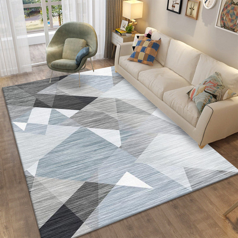 Modern Area Rug Novelty Geometric Pattern Carpet Living Room Polyester Rug with Non-Slip Backing