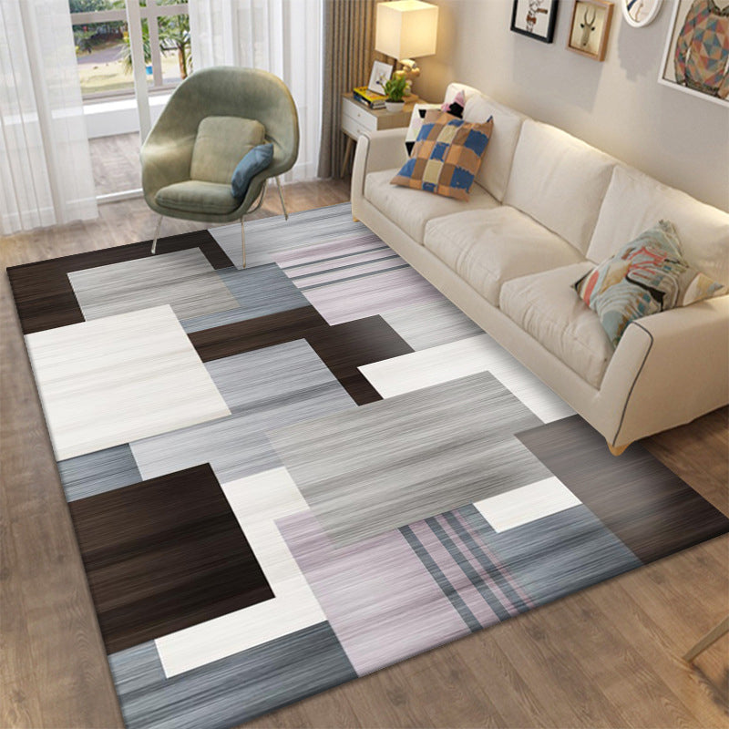 Modern Area Rug Novelty Geometric Pattern Carpet Living Room Polyester Rug with Non-Slip Backing