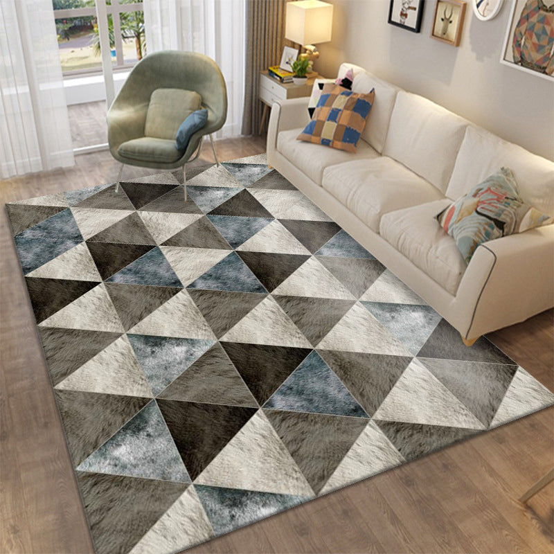 Modern Area Rug Novelty Geometric Pattern Carpet Living Room Polyester Rug with Non-Slip Backing