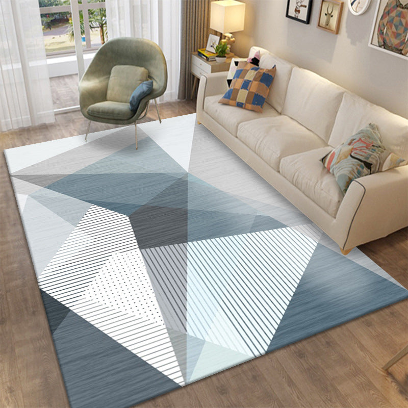 Modern Area Rug Novelty Geometric Pattern Carpet Living Room Polyester Rug with Non-Slip Backing