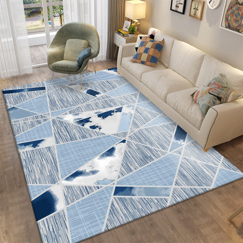 Modern Area Rug Novelty Geometric Pattern Carpet Living Room Polyester Rug with Non-Slip Backing