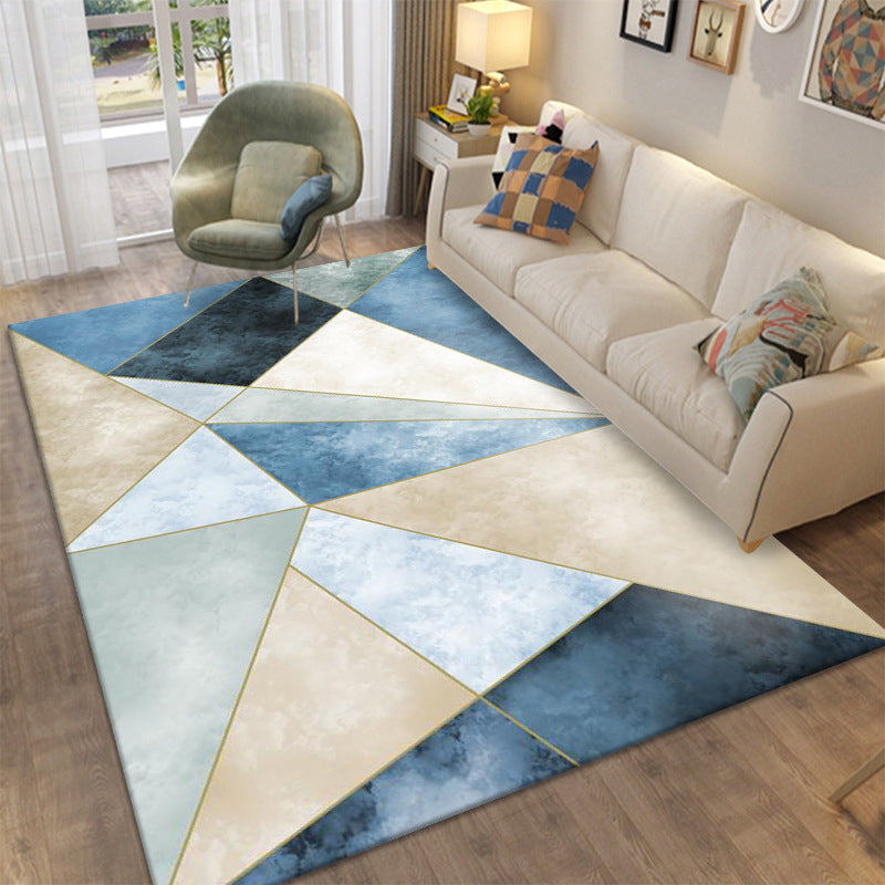 Modern Area Rug Novelty Geometric Pattern Carpet Living Room Polyester Rug with Non-Slip Backing