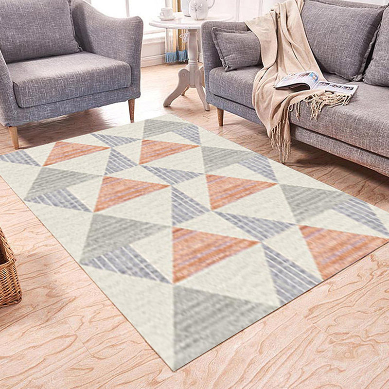 Modern Area Rug Novelty Geometric Pattern Carpet Living Room Polyester Rug with Non-Slip Backing