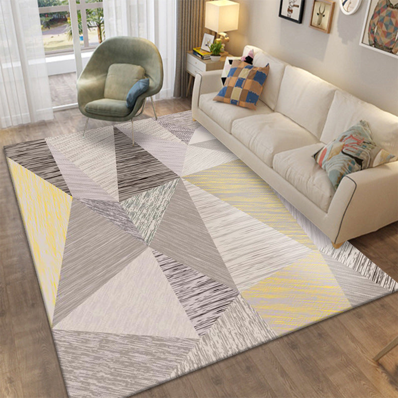 Modern Area Rug Novelty Geometric Pattern Carpet Living Room Polyester Rug with Non-Slip Backing