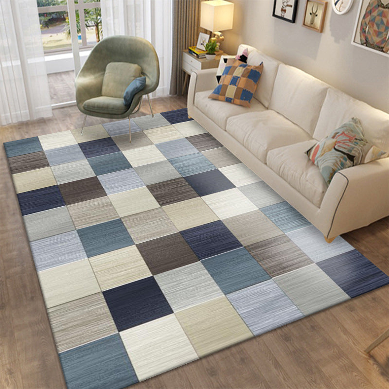 Modern Area Rug Novelty Geometric Pattern Carpet Living Room Polyester Rug with Non-Slip Backing