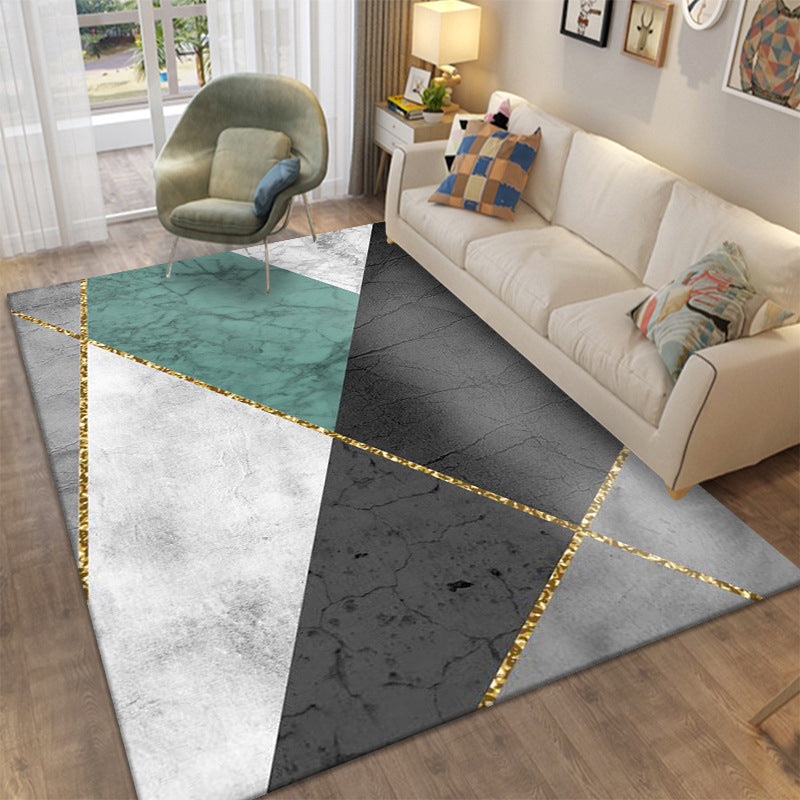 Modern Area Rug Novelty Geometric Pattern Carpet Living Room Polyester Rug with Non-Slip Backing