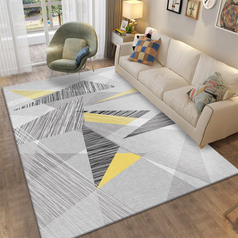 Modern Area Rug Novelty Geometric Pattern Carpet Living Room Polyester Rug with Non-Slip Backing