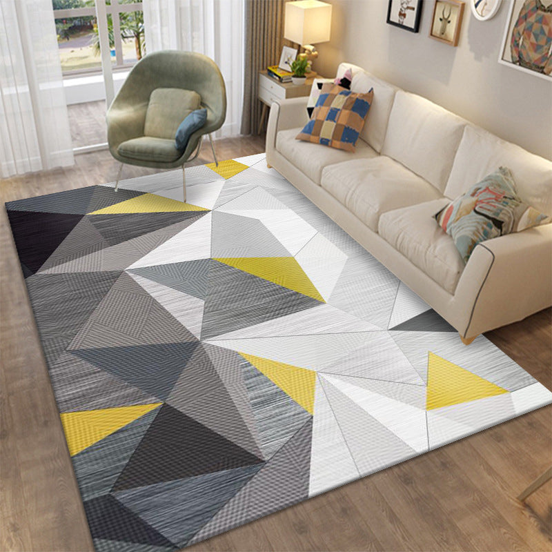 Modern Area Rug Novelty Geometric Pattern Carpet Living Room Polyester Rug with Non-Slip Backing