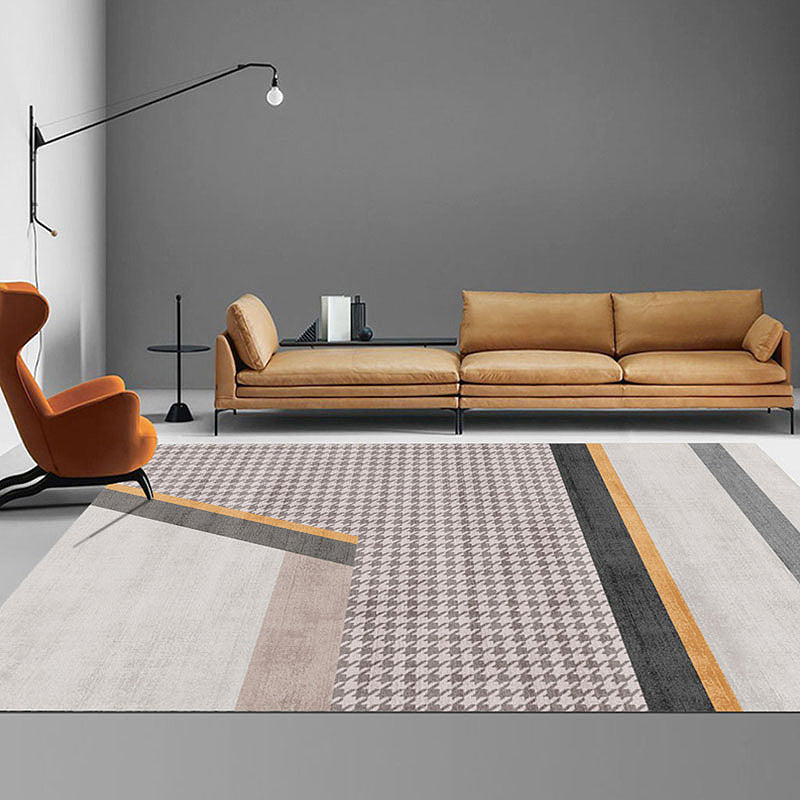 Orange Modern Rug Blending Striped Indoor Rug Non-Slip Backing Rug for Living Room