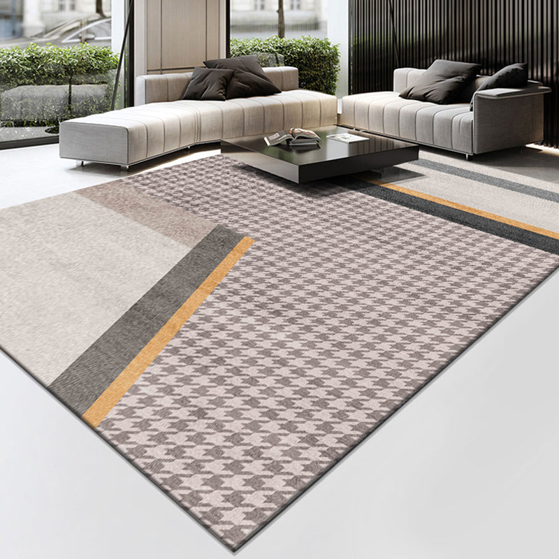 Orange Modern Rug Blending Striped Indoor Rug Non-Slip Backing Rug for Living Room