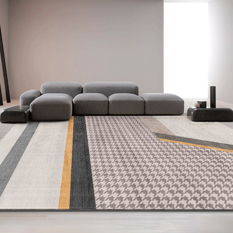 Orange Modern Rug Blending Striped Indoor Rug Non-Slip Backing Rug for Living Room