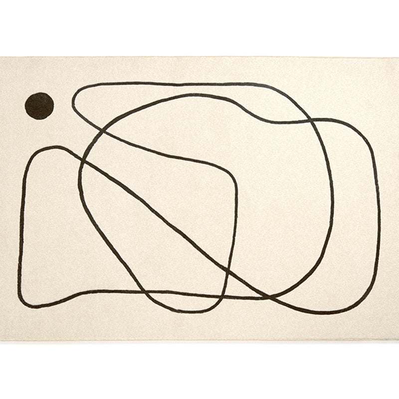 White Modern Carpet Abstract Pattern Polyester Area Rug Easy Care Backing Rug for Home Decor