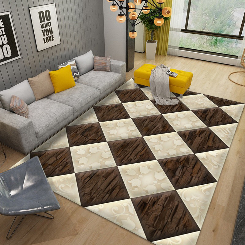 Geometric Indoor Rug Modern Patchwork Area Rug Polyester Carpet for Living Room