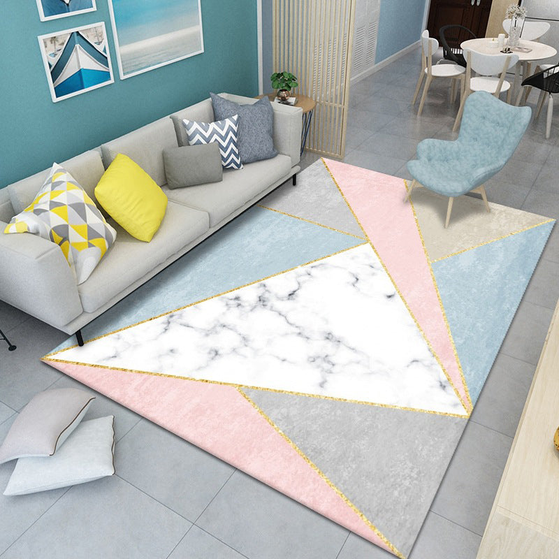 Geometric Indoor Rug Modern Patchwork Area Rug Polyester Carpet for Living Room