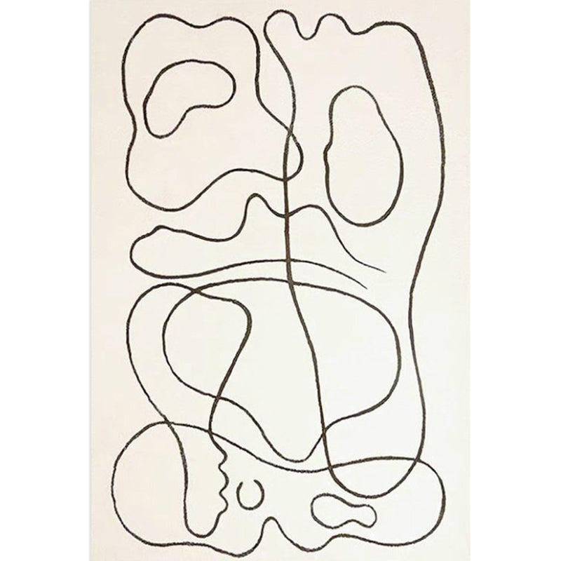 Fancy White Area Carpet Stripe Pattern Modern Area Rug Polyester Non-Slip Backing Rug for Home Decor