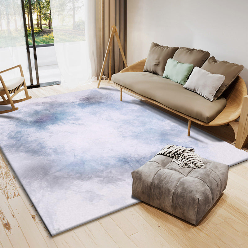 Blue Modern Rug Polyester Graphic Rug Non-Slip Backing Rug for Home Decoration