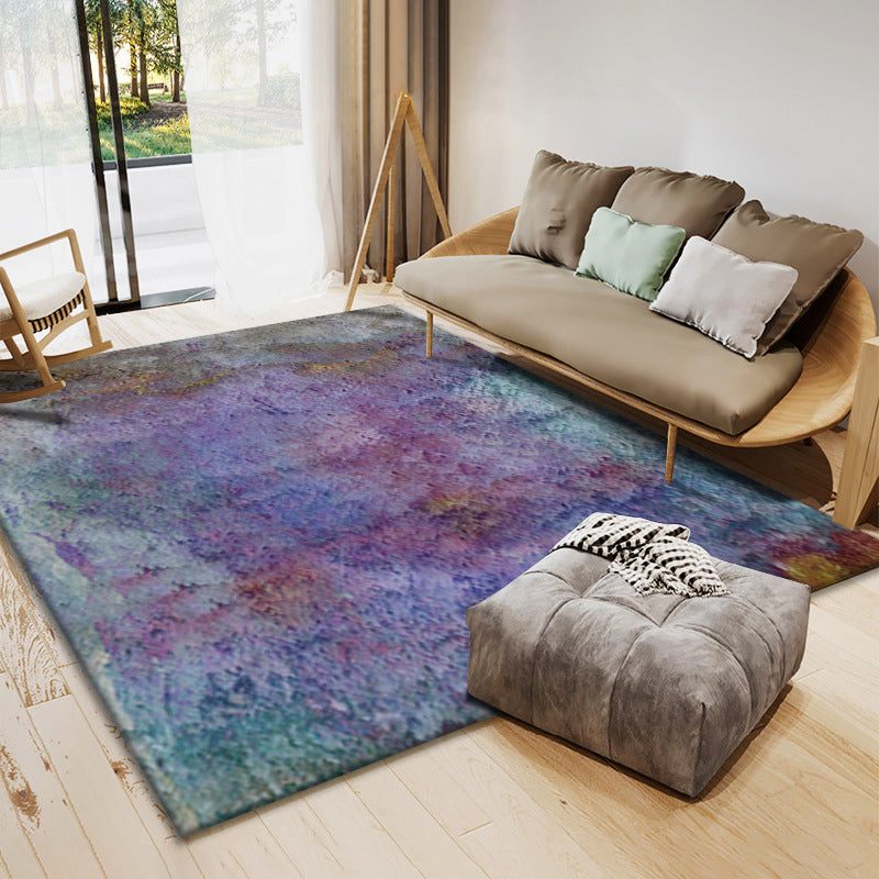 Blue Modern Rug Polyester Graphic Rug Non-Slip Backing Rug for Home Decoration