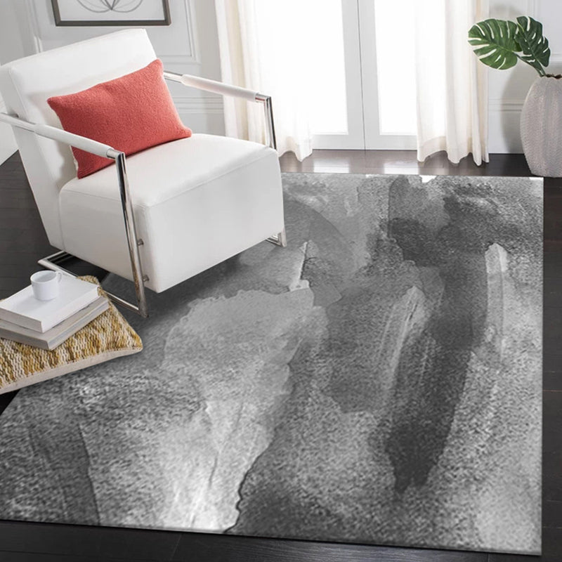 Blue Modern Rug Polyester Graphic Rug Non-Slip Backing Rug for Home Decoration