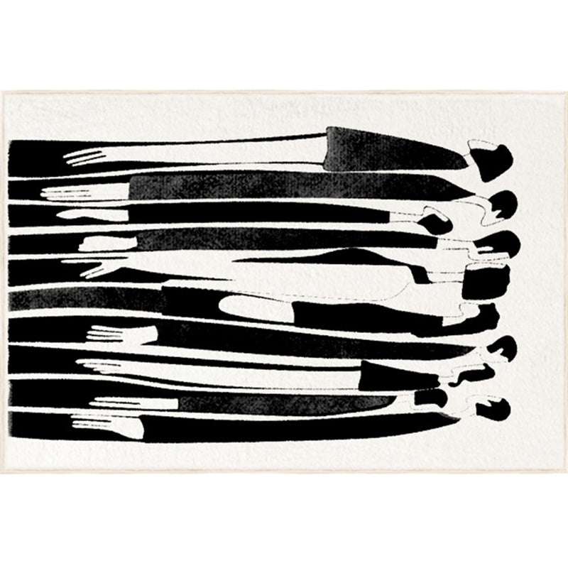 Modern Abstract Print Area Tapijt Wit Polyester Area Tapijt Non-slip achterste Tapijt voor thuisdecoratie