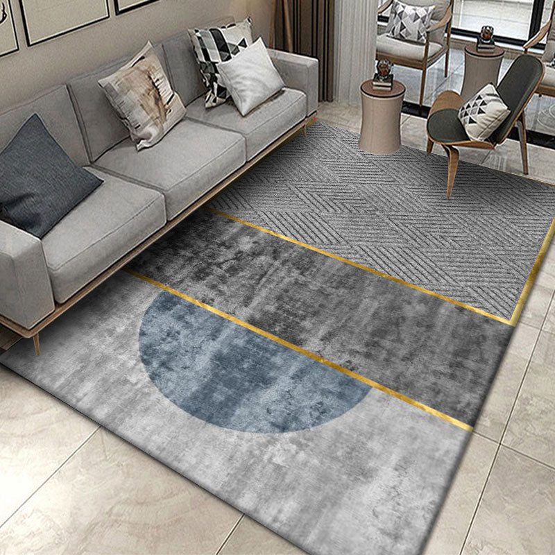 Lichtblauw modern tapijten polyester grafisch tapijt niet-slip achterste tapijt voor woonkamer