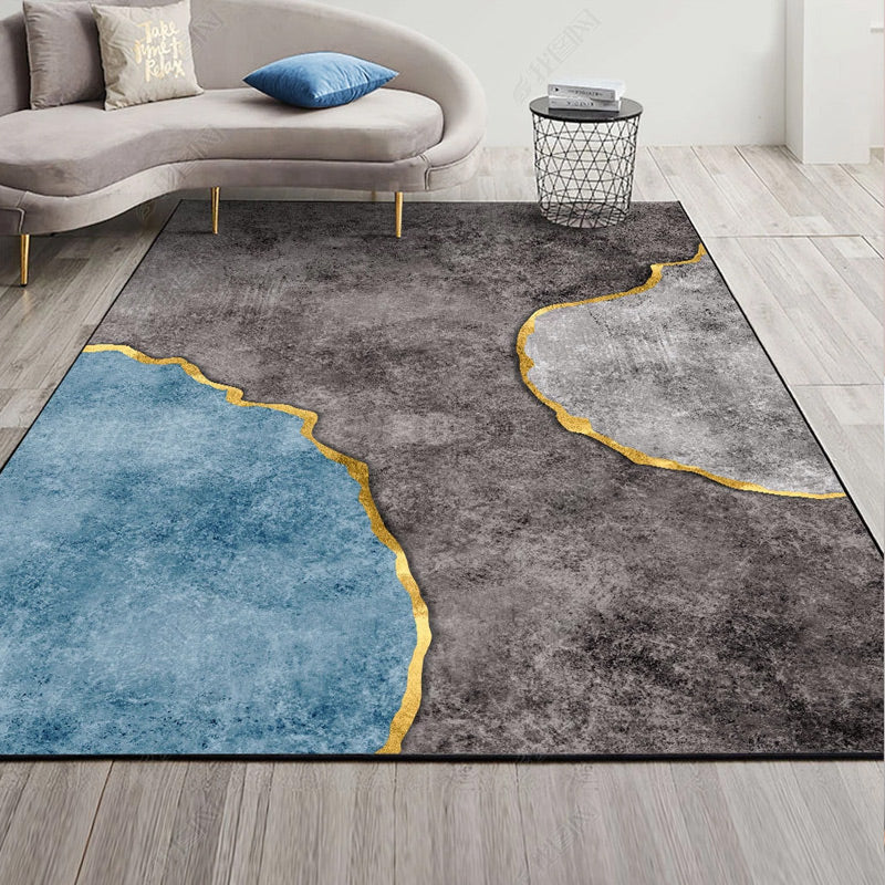 Lichtblauw modern tapijten polyester grafisch tapijt niet-slip achterste tapijt voor woonkamer