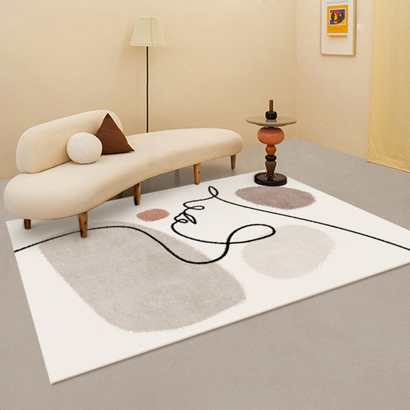 Stijlvol modern tapijt Wit abstract abstract Patroon Rug polyester Anti-slip Tapijt voor thuisdecoratie