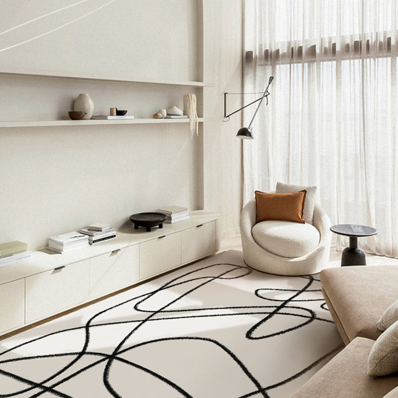 Stijlvol modern tapijt Wit abstract abstract Patroon Rug polyester Anti-slip Tapijt voor thuisdecoratie