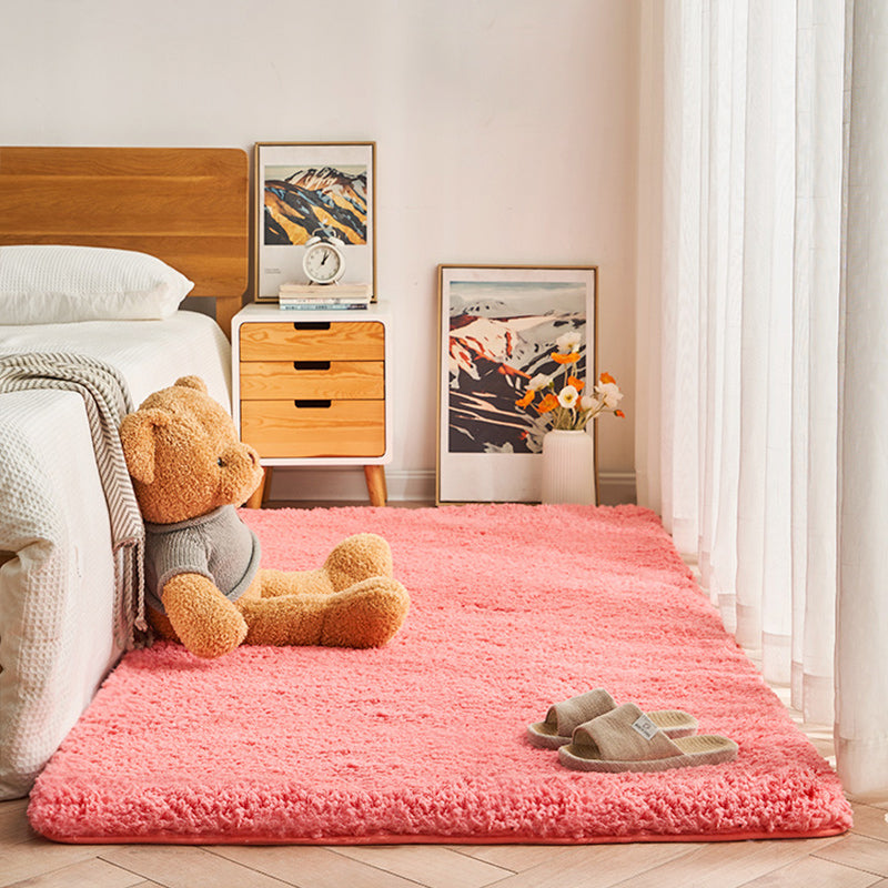 Tapis de couleur unie chic en polyester Polyester Tapis Tacon résistant aux taches pour chambre à coucher