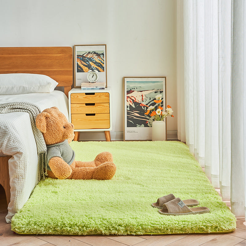 Tapis de couleur unie chic en polyester Polyester Tapis Tacon résistant aux taches pour chambre à coucher
