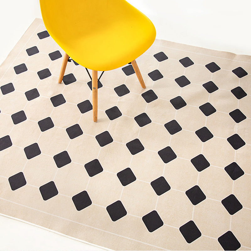 Black Modern Indoor Rug Polyester Diamond Rug Non-Slip Backing Rug for Living Room