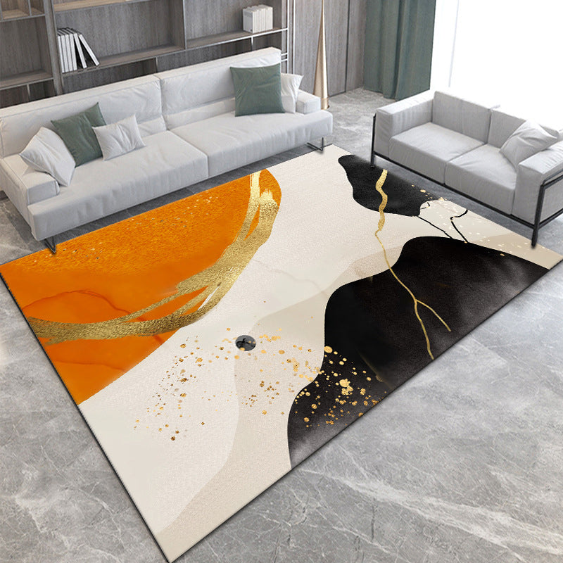 Zwart Modern Area Tapijt Geometrische print Polyester Area Tapijt Stain Reisistant Rug voor Home Decor