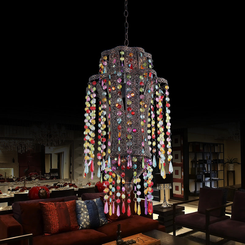 Art Deco Curvy Suspension Pendant 1 Light Metal Hanging Lamp in Bronze for Living Room