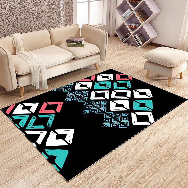 Fancy Living Room Carpet Modern Geometric Print Polyester Area Rug Anti-Slip Area Rug